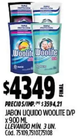 Supermercados Yaguar Woolite jabon liquido d/p oferta