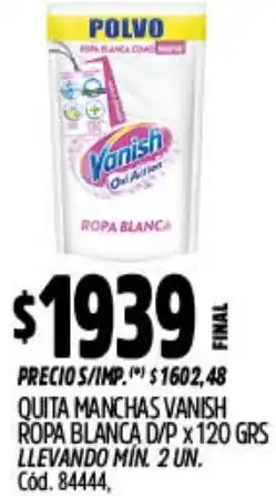 Supermercados Yaguar Vanish quita manchas ropa blanca d/p oferta