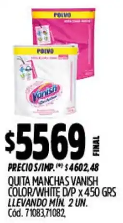 Supermercados Yaguar Vanish quita manchas color/white d/p oferta