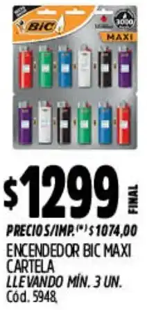 Supermercados Yaguar Bic encendedor maxi cartela oferta