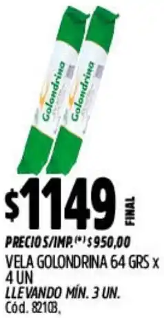 Supermercados Yaguar Vela golondrina oferta