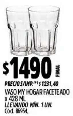 Supermercados Yaguar my hogar vaso faceteado oferta