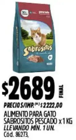 Supermercados Yaguar Sabrositos alimento para gato pescado oferta