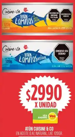 Supermercados Vea Cuisine & Co atún en aceite o al natural, lat. oferta