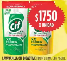 Supermercados Vea Cif lavavajilla bioactive limón o lima, doy. oferta