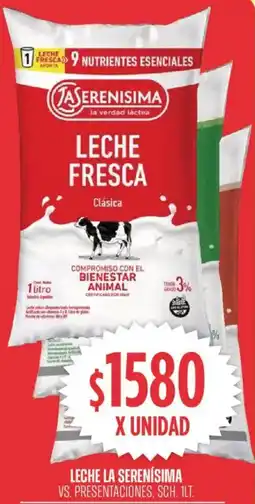 Supermercados Vea La serenísima leche vs. presentaciones, sch. oferta