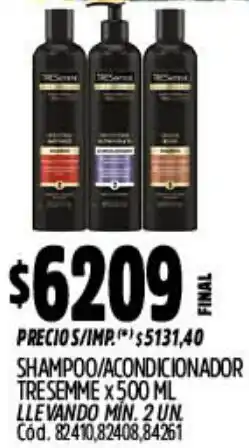 Supermercados Yaguar Tresemmé shampoo/acondicionador oferta
