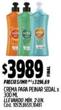 Supermercados Yaguar Sedal crema para peinar oferta