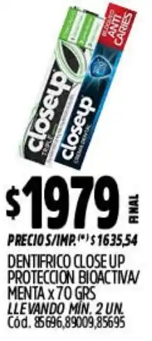 Supermercados Yaguar Close up dentifrico proteccion bioactiva/ menta oferta
