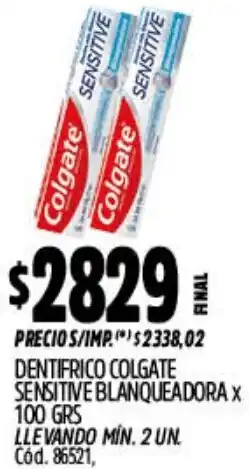 Supermercados Yaguar Colgate dentifrico sensitive blanqueadora oferta