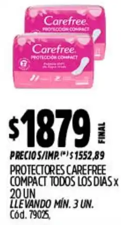 Supermercados Yaguar Carefree protectores compact todos los dias oferta