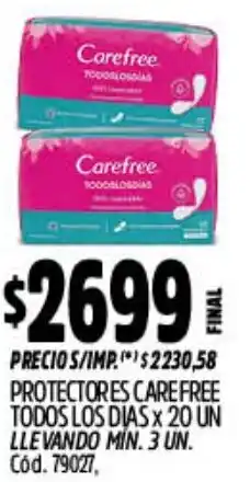 Supermercados Yaguar Carefree protectores todos los dias oferta