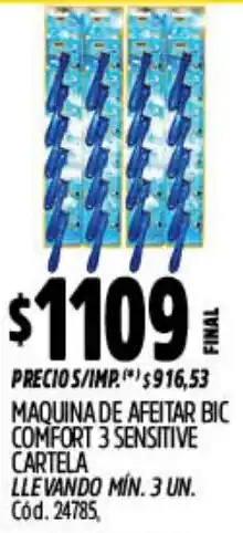 Supermercados Yaguar Bic maquina de afeitar comfort 3 sensitive cartela oferta