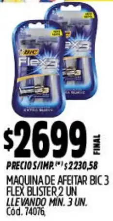 Supermercados Yaguar Bic maquina de afeitar 3 flex blister oferta