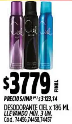Supermercados Yaguar Ciel desodorante oferta