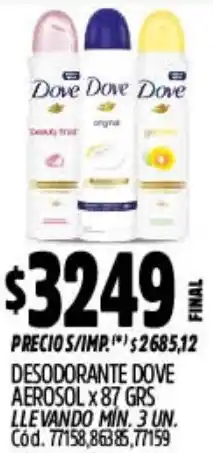 Supermercados Yaguar Dove desodorante aerosol oferta
