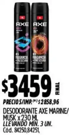 Supermercados Yaguar Axe desodorante marine/ musk oferta