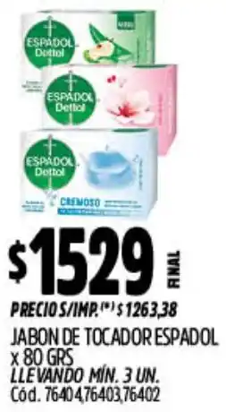 Supermercados Yaguar Espadol jabon de tocador oferta