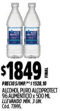 Supermercados Yaguar Alcoprotect alcohol puro 96 aumenticio oferta