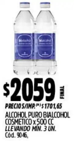Supermercados Yaguar Bialcohol alcohol puro cosmetico oferta