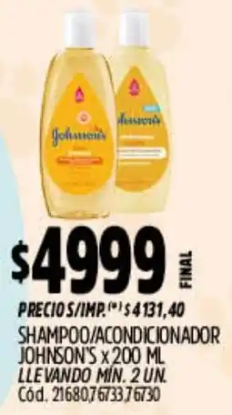 Supermercados Yaguar Johnson's shampoo/acondicionador oferta