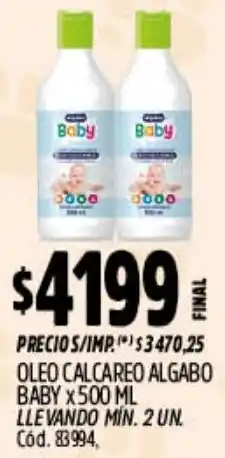 Supermercados Yaguar Algabo baby oleo calcareo oferta