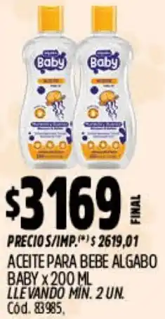 Supermercados Yaguar Algabo baby aceite para bebe oferta