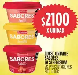 Supermercados Vea La serenísima queso untable sabores vs. presentaciones, pot. oferta