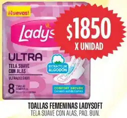Supermercados Vea Ladysoft toallas femeninas tela suave con alas, paq. oferta