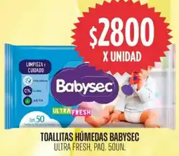 Supermercados Vea Babysec toallitas húmedas ultra fresh, paq. oferta