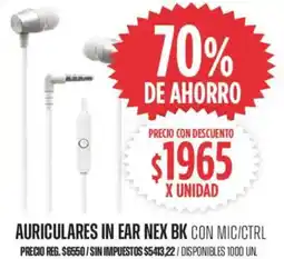 Supermercados Vea Auriculares in ear nex bk con mic/ctrl oferta