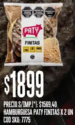Supermercados Yaguar Paty hamburguesa finitas oferta
