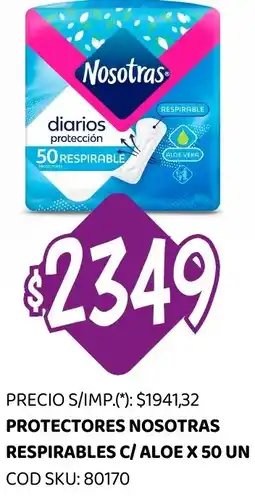 Supermercados Yaguar Nosotras protectores respirables c/ aloe oferta