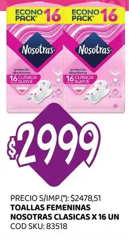 Supermercados Yaguar Nosotras toallas femeninas clasicas oferta