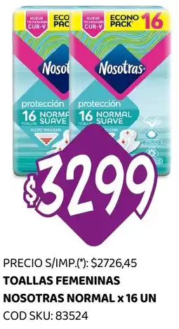 Supermercados Yaguar Nosotras toallas femeninas normal oferta