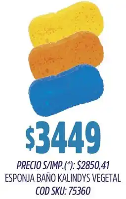 Supermercados Yaguar Kalindys esponja baño vegetal oferta
