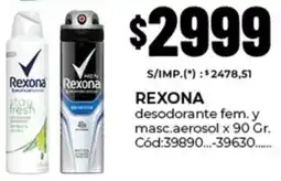 Diarco Rexona desodorante fem. y masc.aerosol oferta
