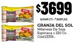 Diarco Granja del sol milanesa de soja espinaca oferta