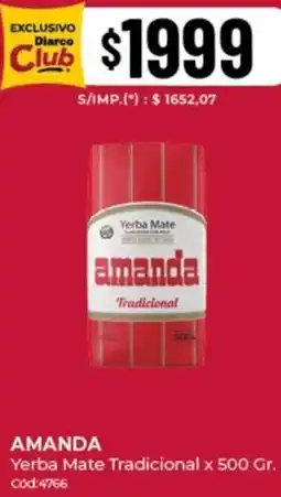 Diarco Amanda yerba mate tradicional oferta