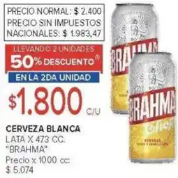 Carrefour Brahma cerveza blanca lata oferta
