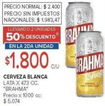 Brahma cerveza blanca lata