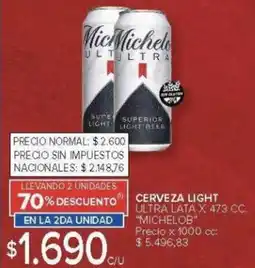 Carrefour Michelob cerveza light ultra lata oferta
