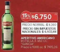 Carrefour Gancia aperitivo americano botella oferta
