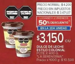 Carrefour La serenisima dulce de leche estilo colonial pote oferta