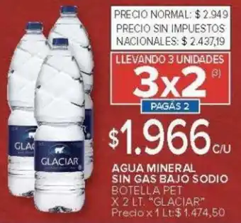Glaciar agua mineral sin gas bajo sodio botella pet