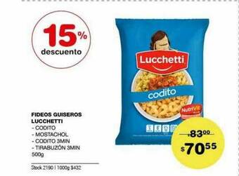 Atomo Conviene Fideos Guiseros Lucchetti 15% Descuento oferta