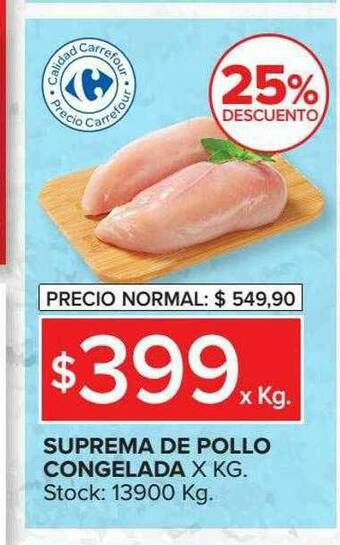 Carrefour Suprema De Pollo Congelada 25% Descuento oferta