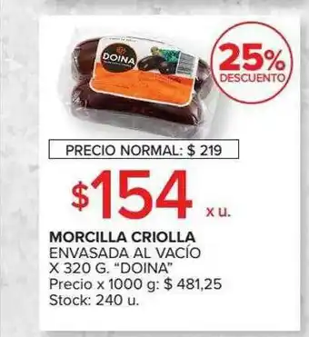 Carrefour Morcilla Criolla Envasada Al Vacío oferta