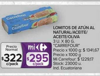 Carrefour Market Lomitos De Atún Al Natural Aceite Aceite Oliva oferta