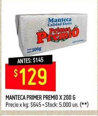 Changomas Manteca Primer Premio oferta